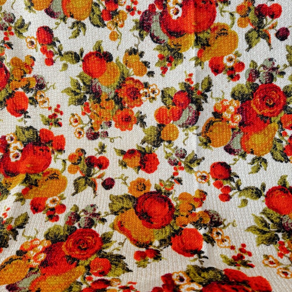 Floral Upholstery Burlap Cut Fabric, MCM Vintage - Picture 5 of 14